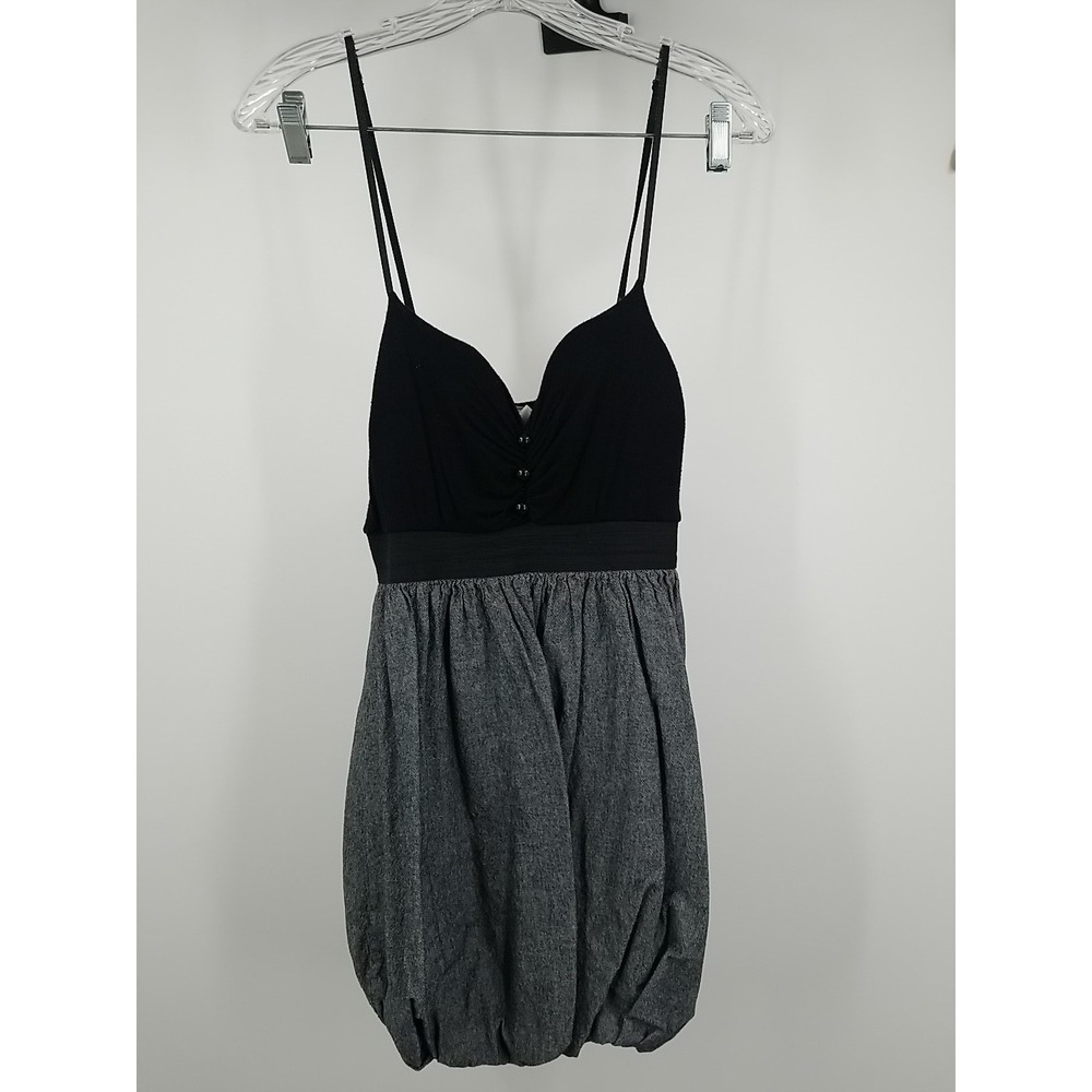 Jung Kim USA‎ BabyDoll Bubble Dress Black Grey Whimsigoth Large D-8217